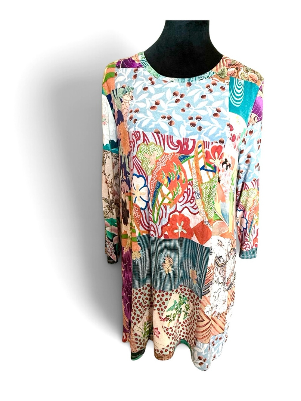 Johnny Was Multicolor Patchwork Floral Tunic Top Size Small - Picture 6 of 12